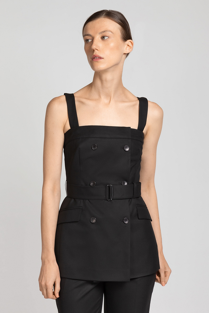 Топ с двубортной застежкой VASSA&Co, пол женский, цвет черный