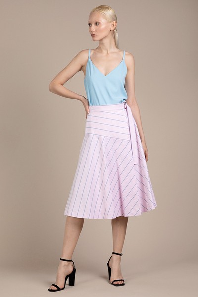 Расклешенная юбка из хлопка VASSA&Co, пол женский, цвет розовый