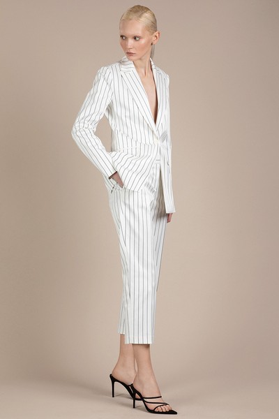 Прямые белые брюки в полоску VASSA&Co, пол женский, цвет белый