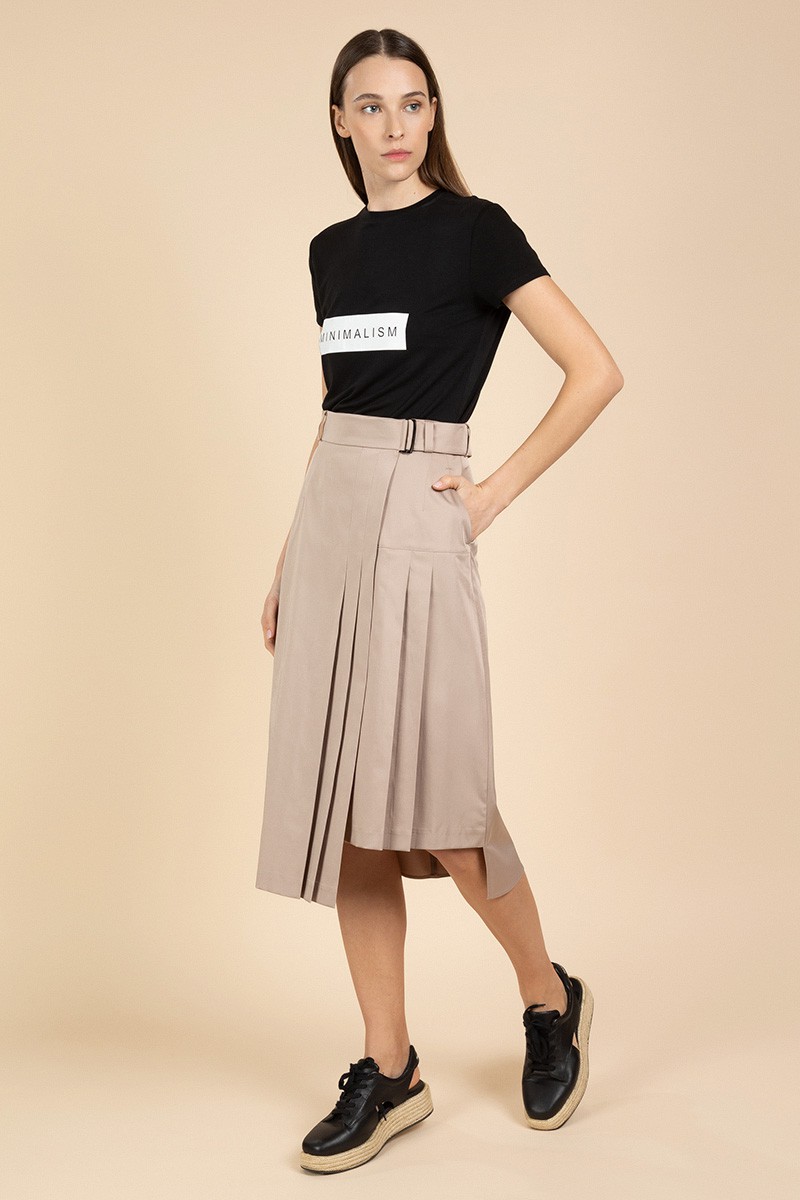 Юбка асимметричного кроя VASSA&Co, пол Женский, цвет Бежевый