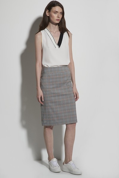 Юбка серого цвета в клетку VASSA CODE, пол женский, цвет серый