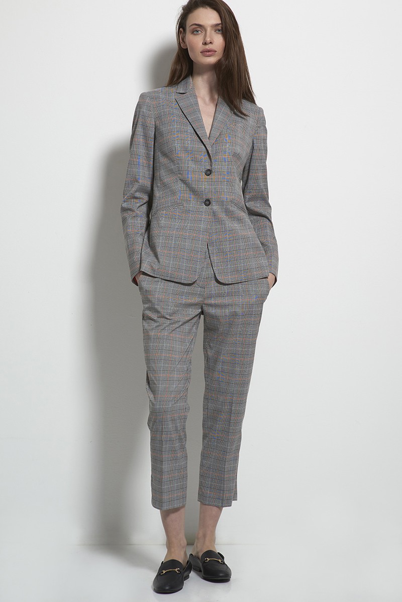 Брюки серого цвета в клетку VASSA CODE, пол женский, цвет серый