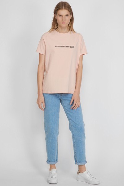 Футболка прямого кроя с принтом VASSA CODE, пол женский, цвет розовый