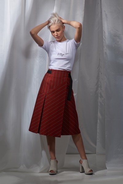 Юбка А-образного силуэта VASSA&Co, пол женский, цвет бордовый