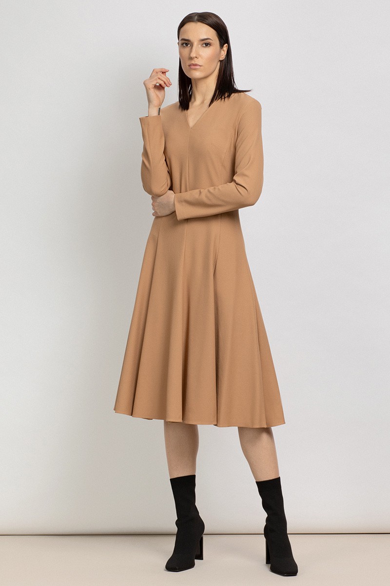 Платье с расклешенным подолом VASSA&Co, пол женский, цвет бежевый