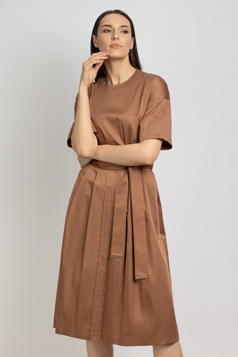 Платье с расширенной книзу юбкой VASSA&Co, пол женский, цвет коричневый
