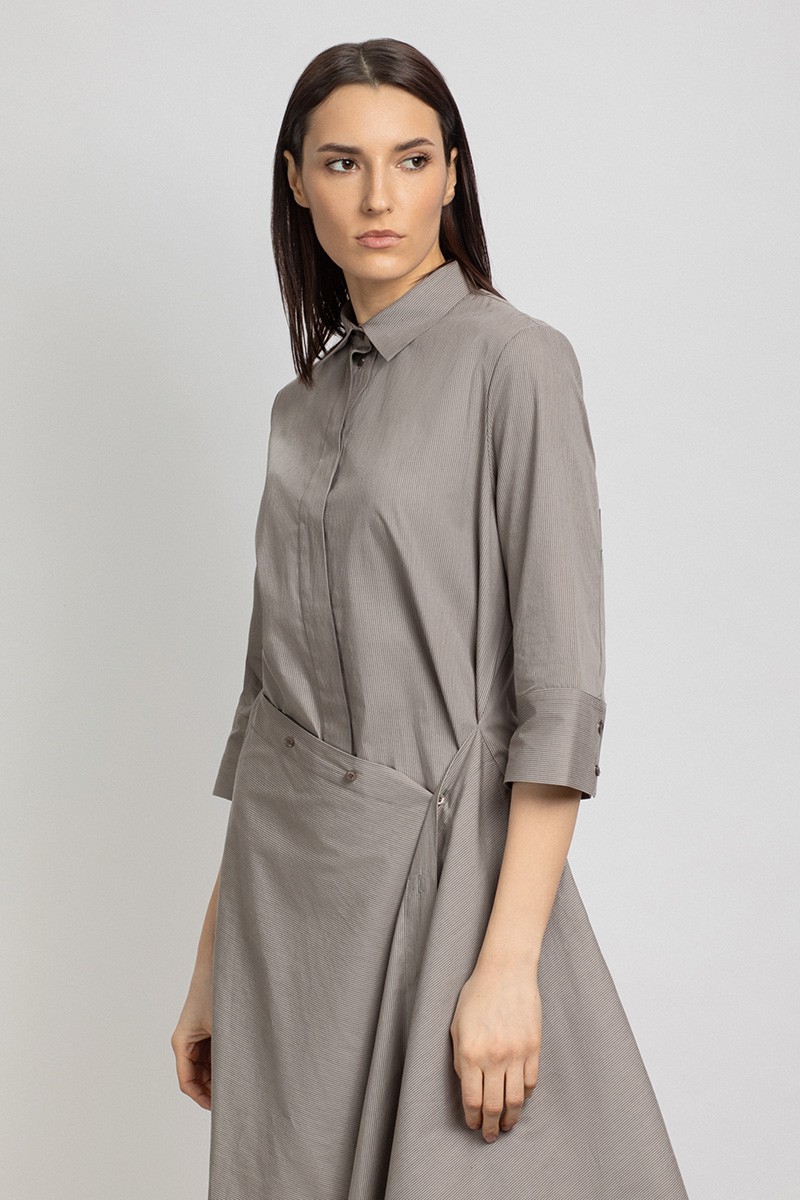 Платье-рубашка на пуговицах VASSA&Co, пол женский, цвет бежевый