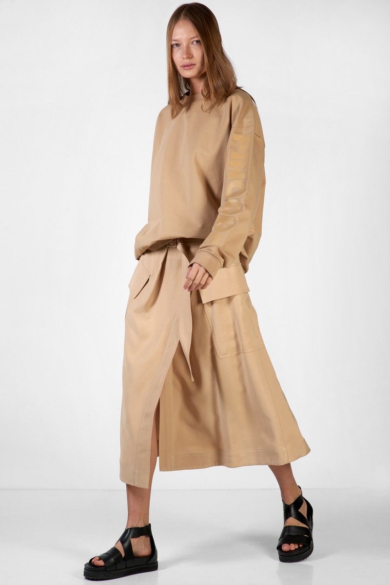 Юбка с запахом бежевого цвта VASSA CODE, пол женский, цвет коричневый