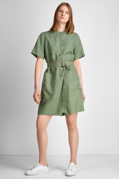 Комбинезон льняной VASSA CODE, пол женский, цвет зеленый