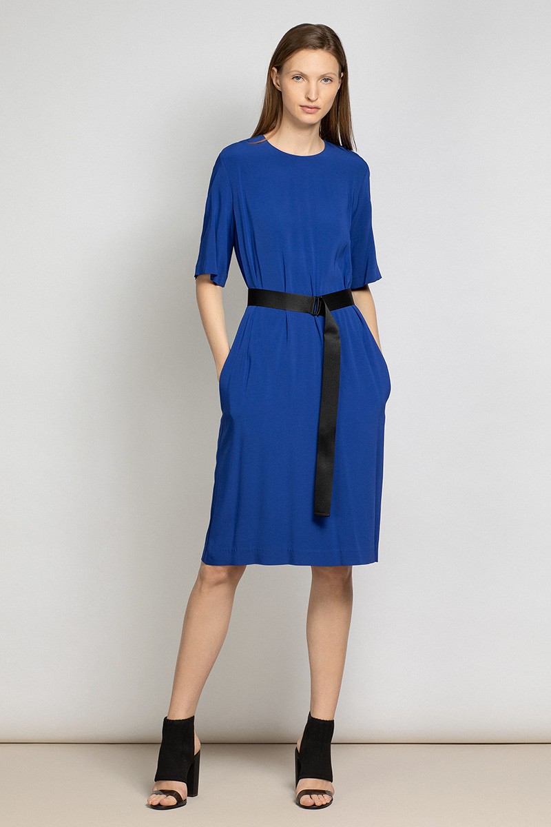 Платье свободного кроя VASSA&Co, пол женский, цвет синий