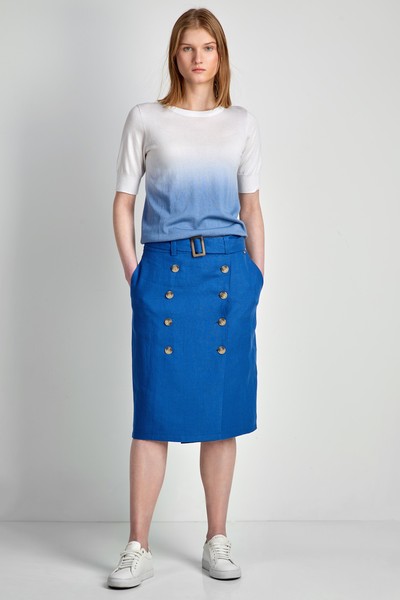 Юбка льняная VASSA CODE, пол женский, цвет синий