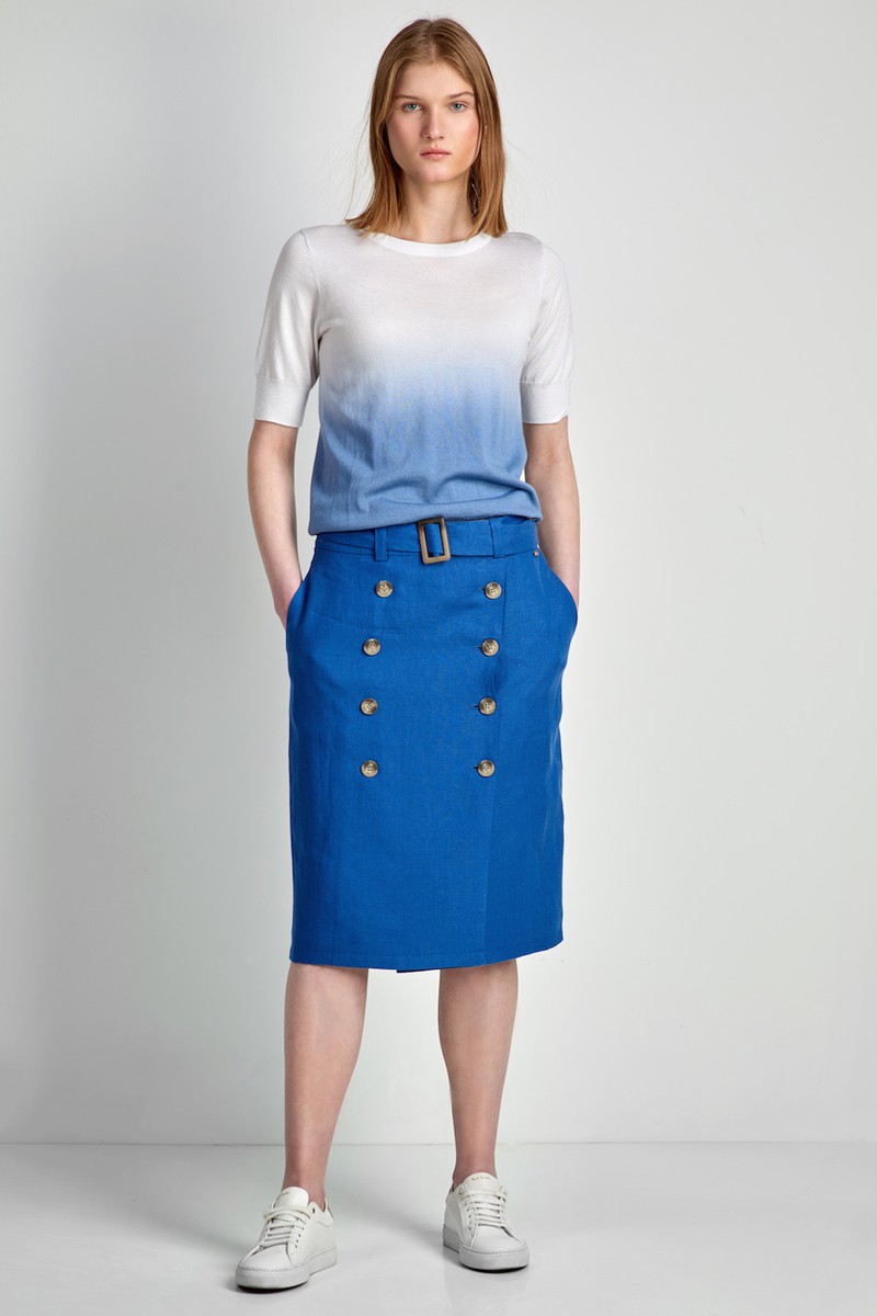 Юбка льняная VASSA CODE, пол женский, цвет синий