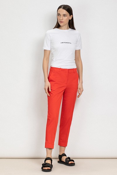 Зауженные летние брюки VASSA&Co, пол женский, цвет красный