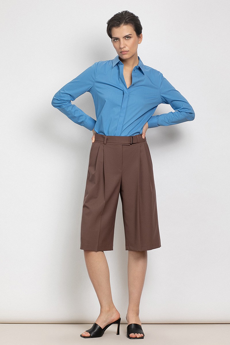 Шорты-бермуды с поясом VASSA&Co, пол женский, цвет коричневый