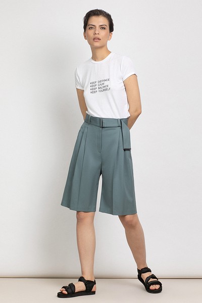 Шорты с завышенной талией VASSA&Co, пол женский, цвет голубой