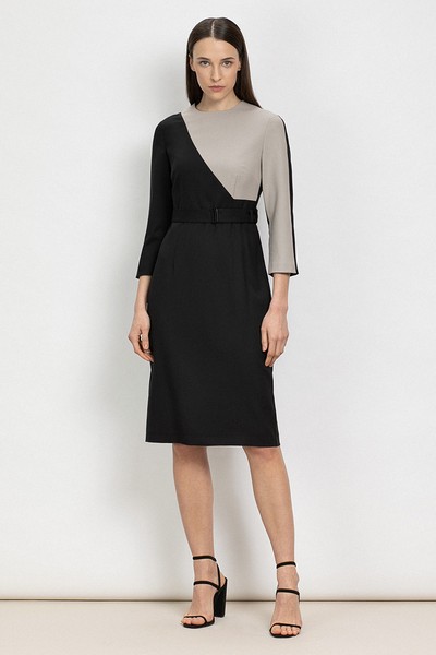 Комбинированное платье приталенного кроя VASSA&Co, пол женский, цвет черный