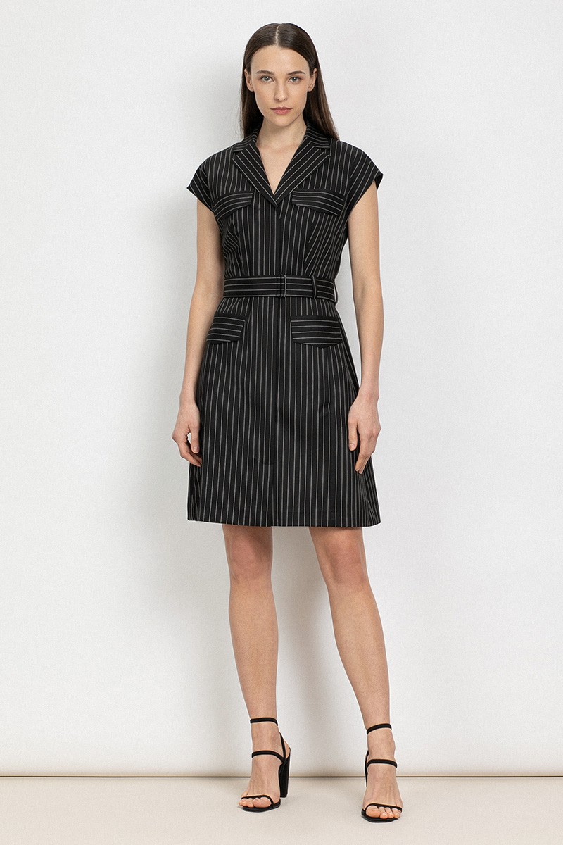 Платье в полоску VASSA&Co, пол женский, цвет черный