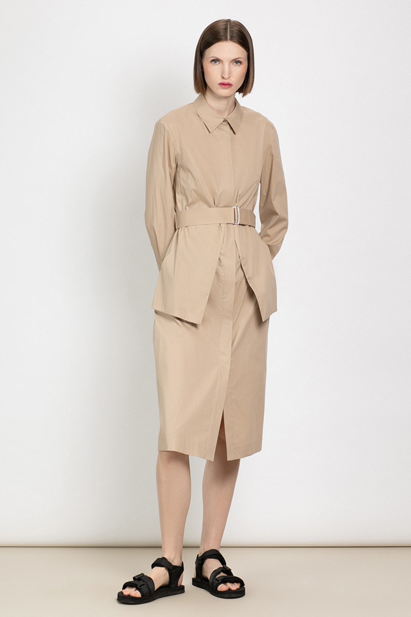 Платье с накладными карманами VASSA&Co, пол женский, цвет бежевый