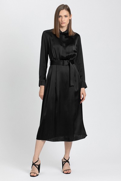 Платье миди из вискозы VASSA&Co, пол женский, цвет черный