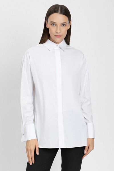 Блузка свободного силуэта VASSA&Co, пол женский, цвет белый