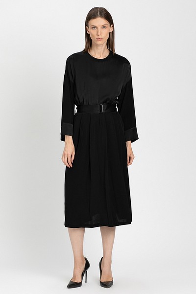 Комбинированное платье VASSA&Co, пол женский, цвет черный