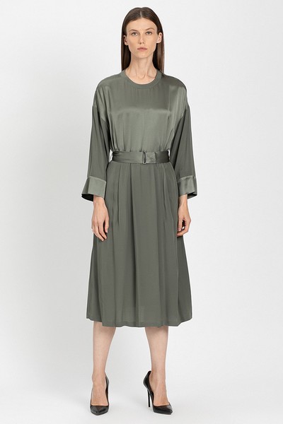 Комбинированное платье VASSA&Co, пол женский, цвет хаки