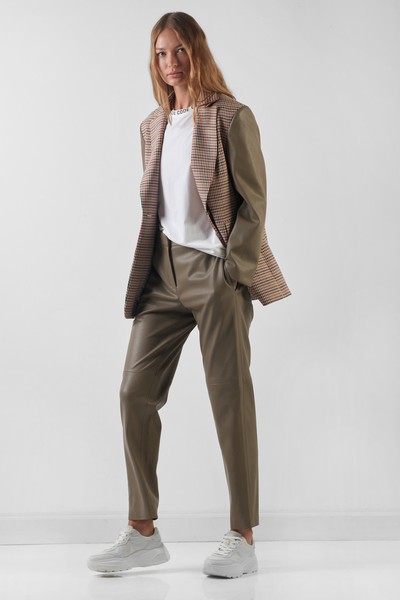 Жакет с рукавами из экокожи VASSA CODE, пол женский, цвет хаки