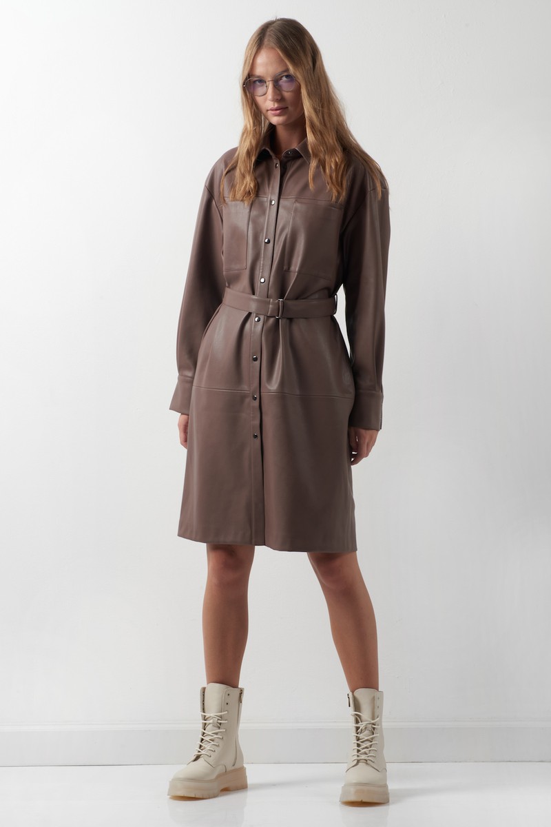 Платье из экокожи VASSA CODE, пол женский, цвет коричневый