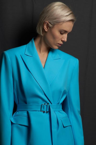 Жакет с расширенными плечами VASSA&Co, пол женский, цвет голубой
