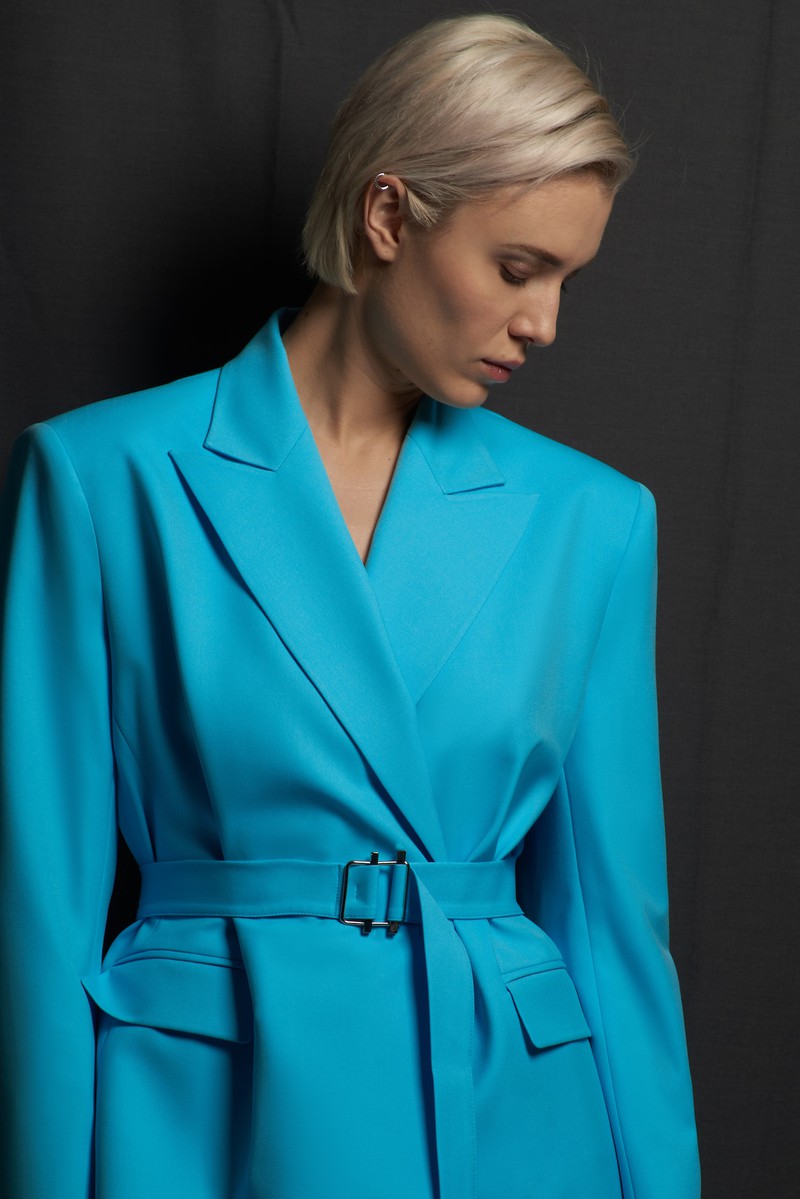 Жакет с расширенными плечами VASSA&Co, пол женский, цвет голубой