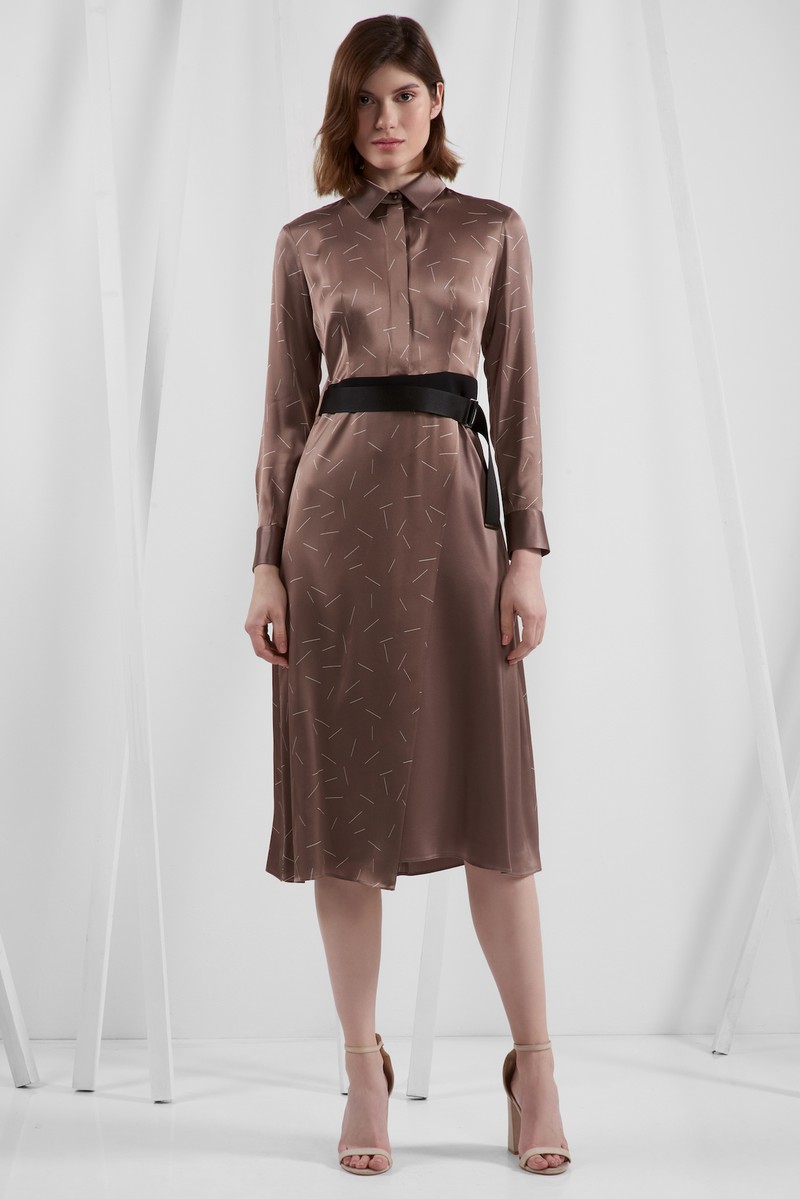 Платье с асимметричным фартуком VASSA&Co, пол женский, цвет бежевый