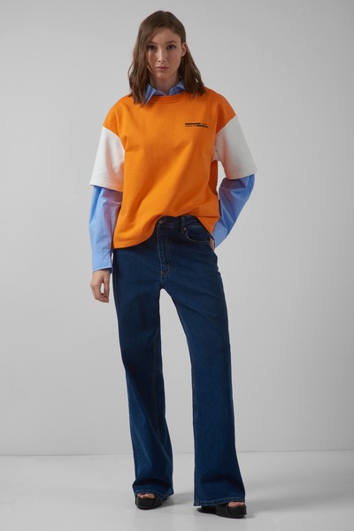 Джинсы с широкими штанинами и высокой посадкой VASSA CODE, пол женский, цвет синий