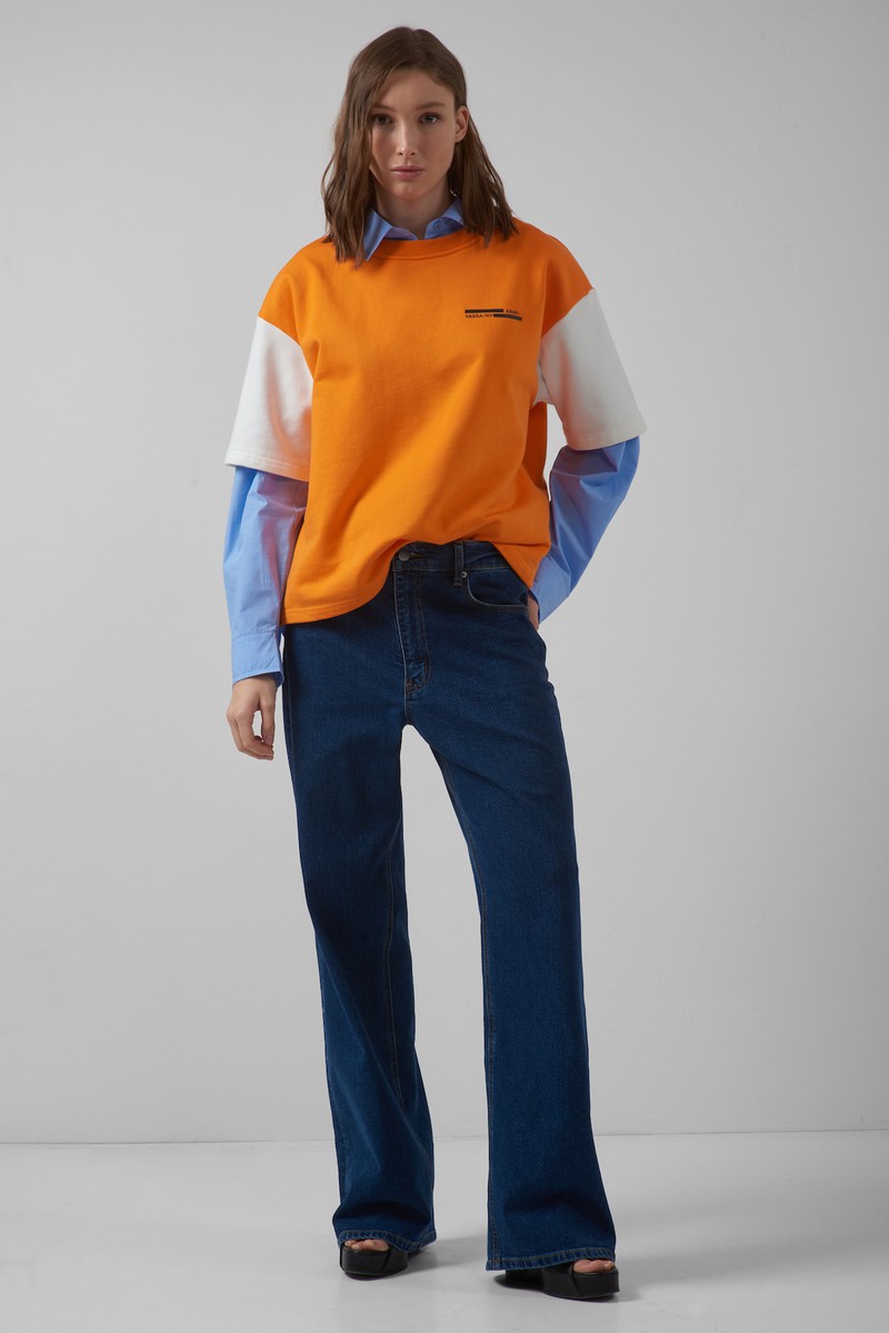 Джинсы с широкими штанинами и высокой посадкой VASSA CODE, пол женский, цвет синий