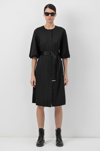 Платье с объемными рукавами VASSA&Co, пол женский, цвет черный