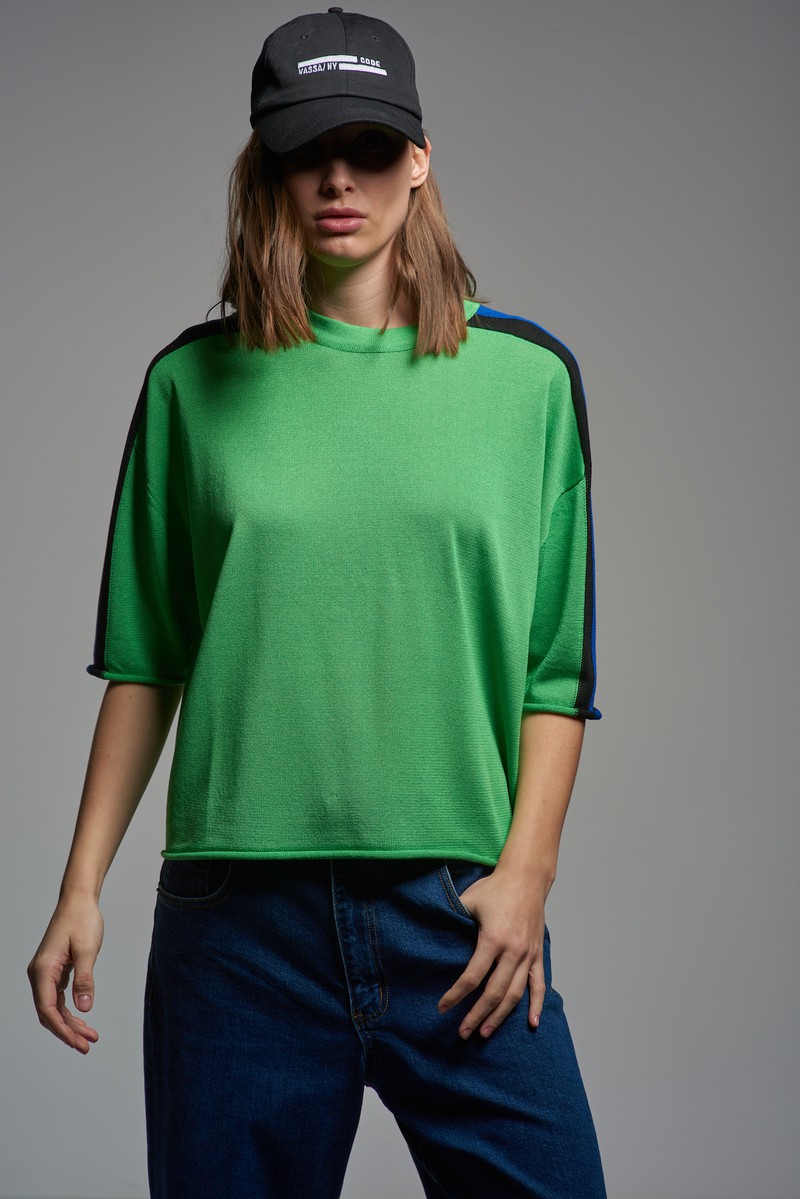 Джемпер с коротким рукавом VASSA CODE, пол женский, цвет зеленый
