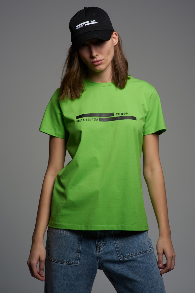 Футболка c принтом VASSA CODE, пол женский, цвет зеленый