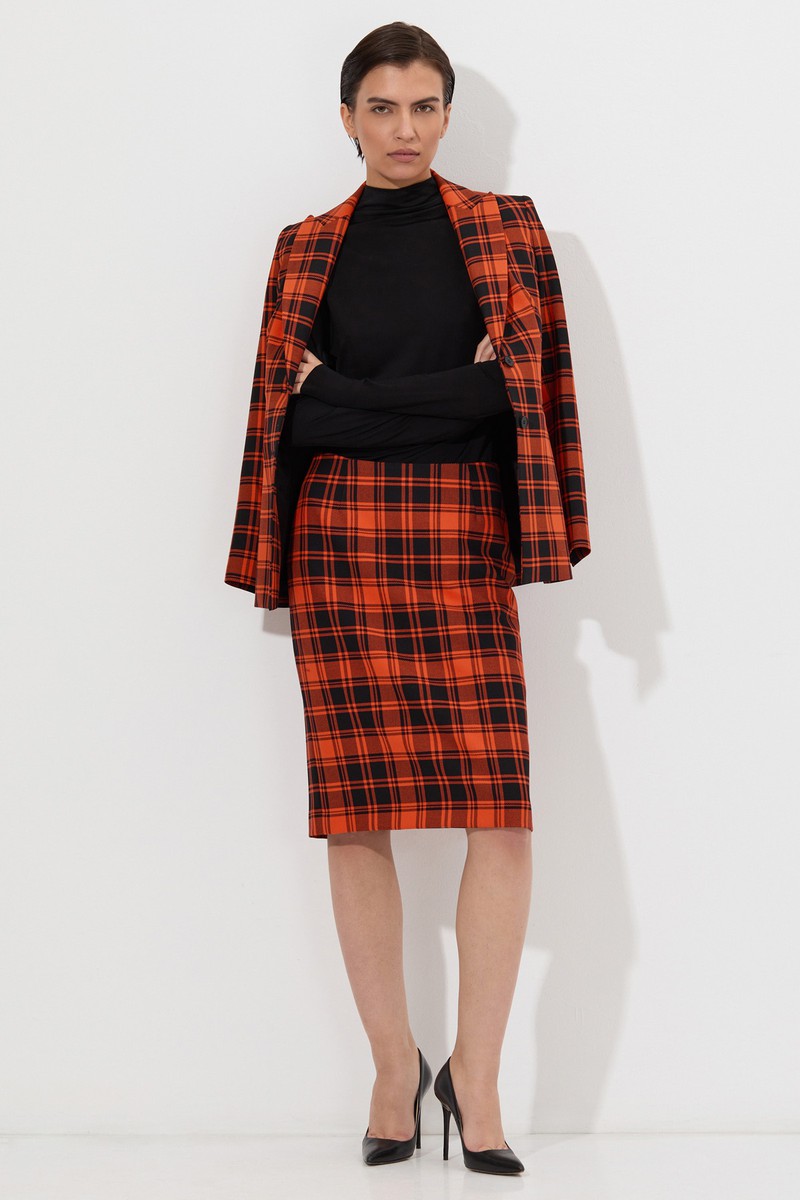 Юбка в клетку VASSA&Co, пол женский, цвет оранжевый