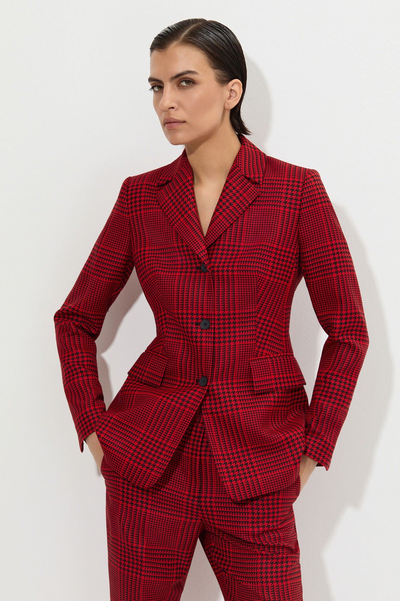 Жакет в клетку VASSA&Co, пол Женский, цвет Красный