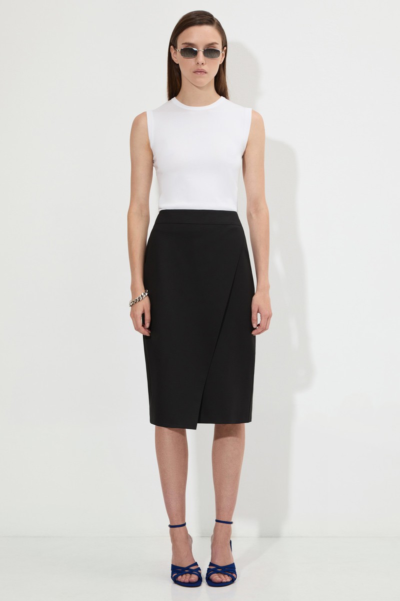 Юбка с имитацией запаха VASSA&Co, пол женский, цвет черный