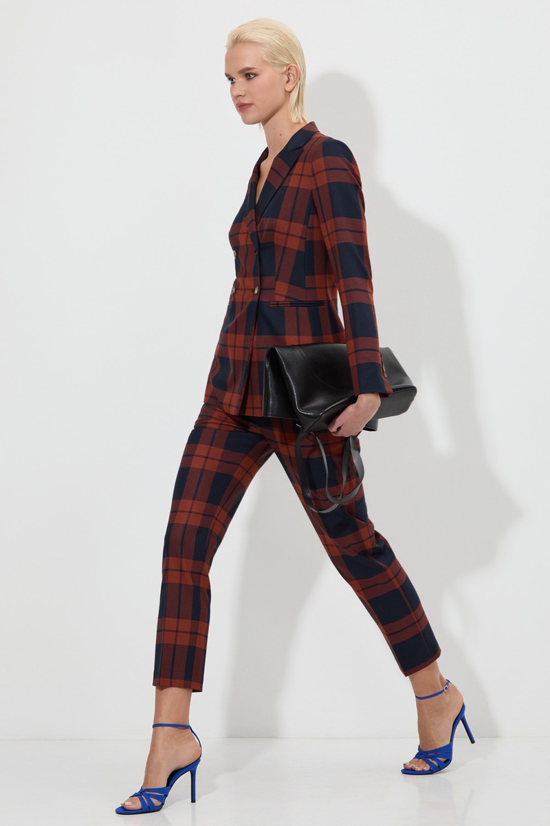Брюки из клетчатой ткани VASSA&Co, пол женский, цвет красный