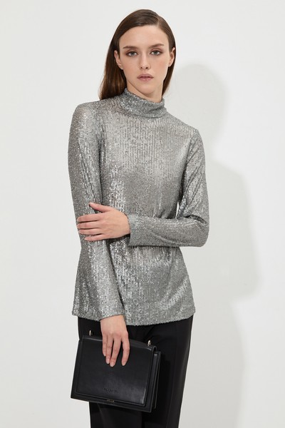 Блузка с пайетками VASSA&Co, пол женский, цвет серый