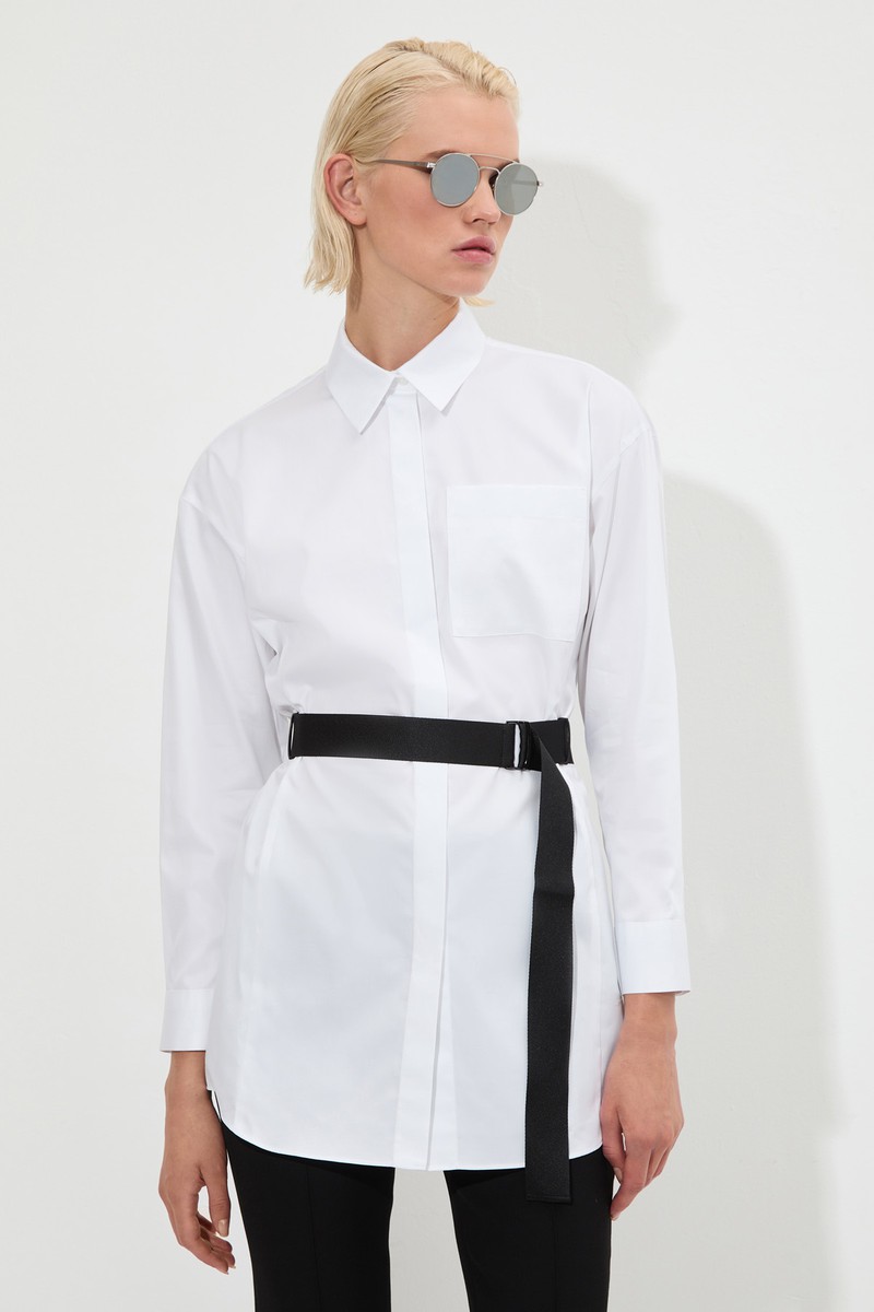 Удлиненная блузка VASSA&Co, пол женский, цвет белый