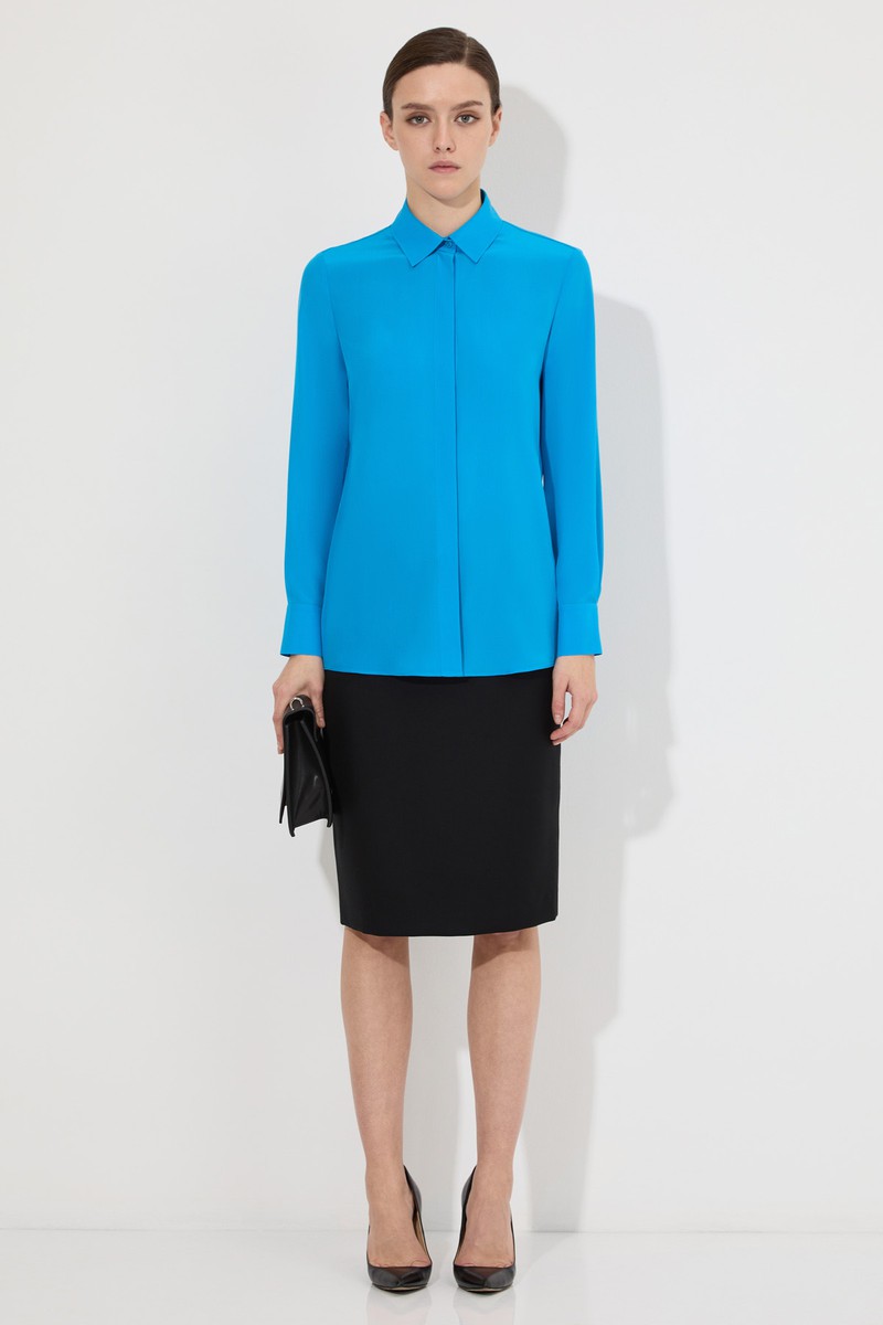 Блузка из 100% шелка VASSA&Co, пол female, цвет синий