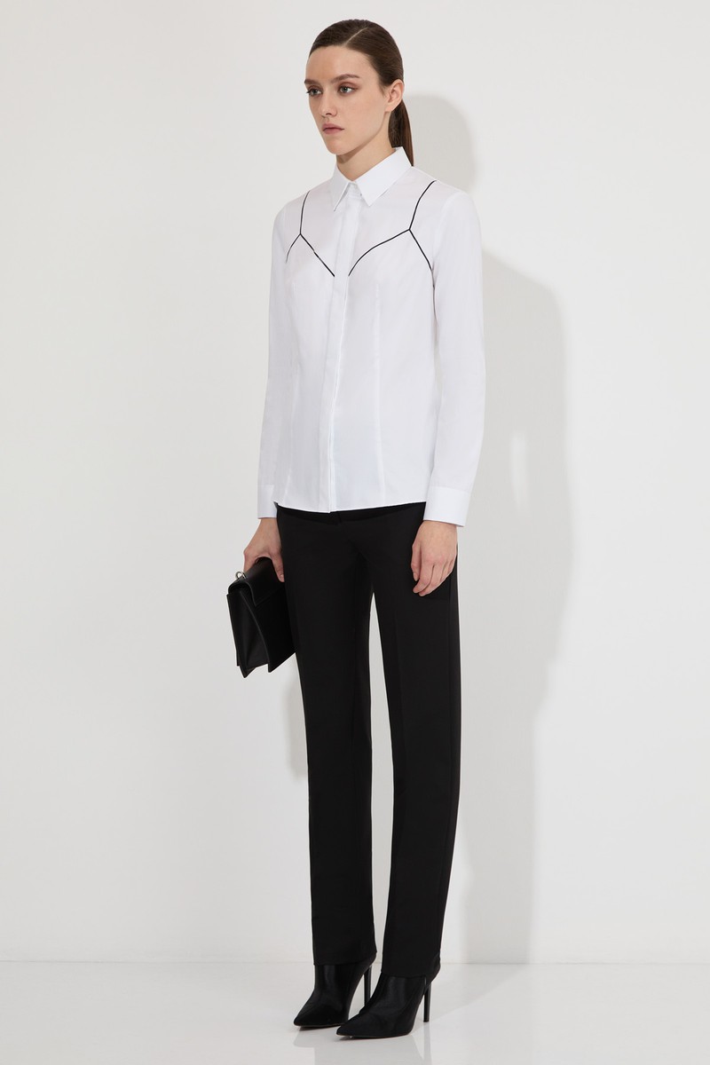 Рубашка из хлопка VASSA&Co, пол женский, цвет белый