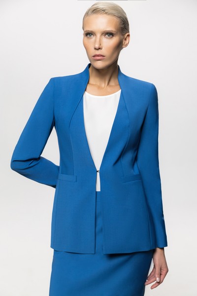 Дизайнерский приталенный жакет VASSA&Co, пол женский, цвет синий