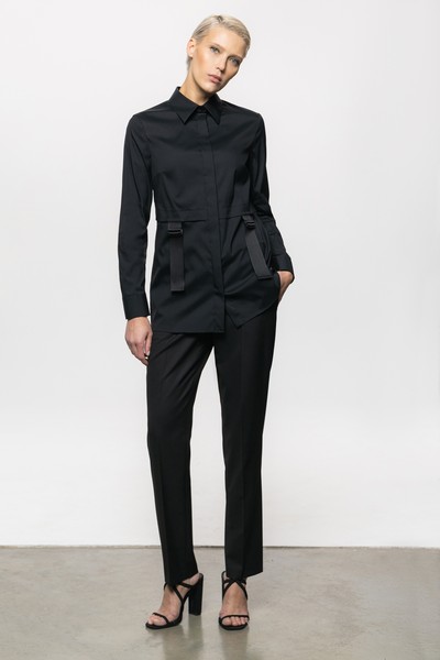 Дизайнерская рубашка со стропами VASSA&Co, пол женский, цвет черный
