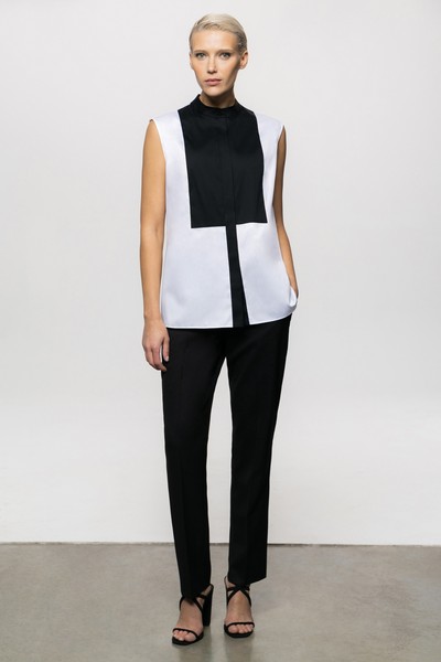 Блузка с контрастной вставкой VASSA&Co, пол female, цвет white