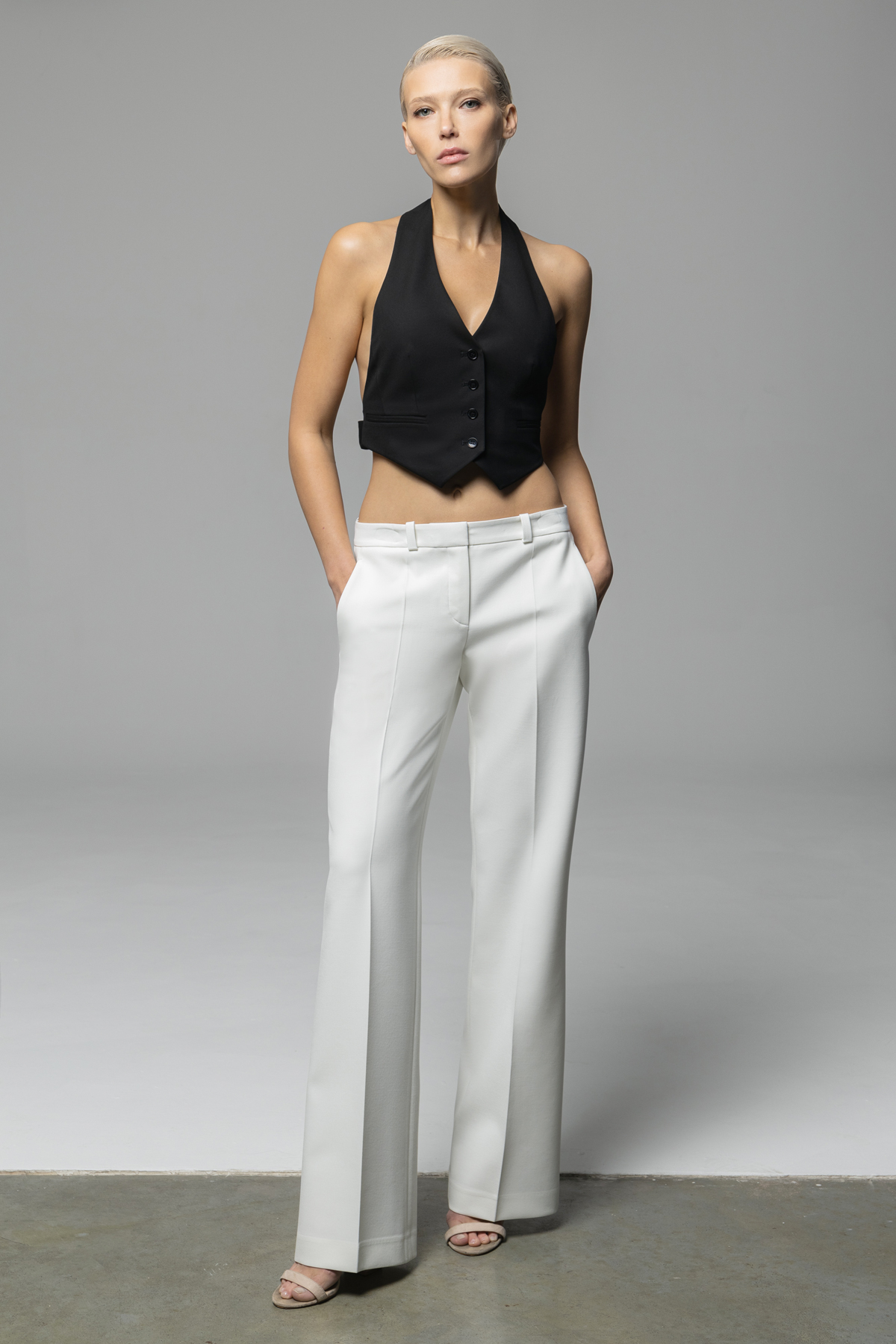 Прямые брюки из вискозы , пол женский, цвет белый