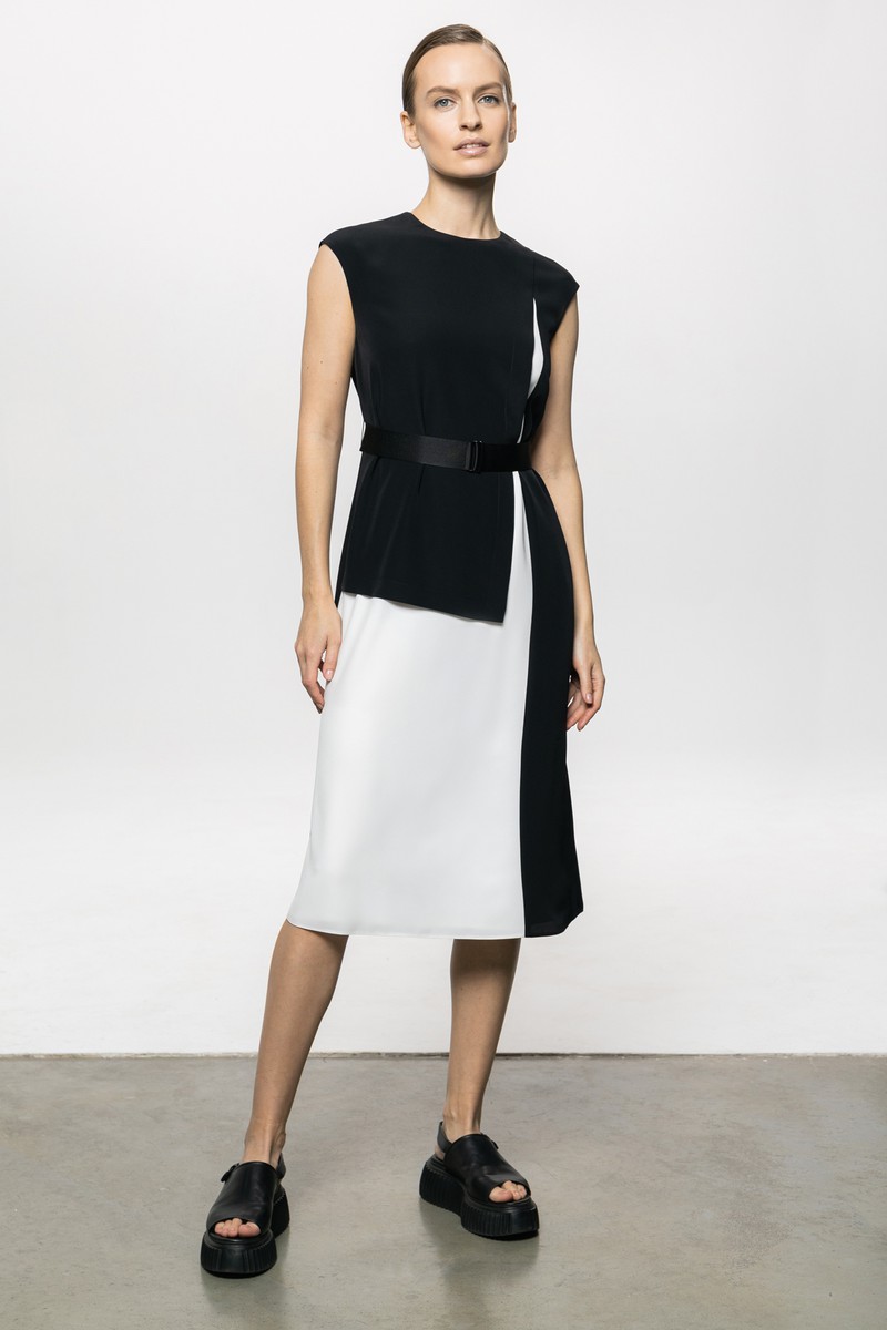 Дизайнерское платье с контрастной деталью VASSA&Co, пол женский, цвет черный