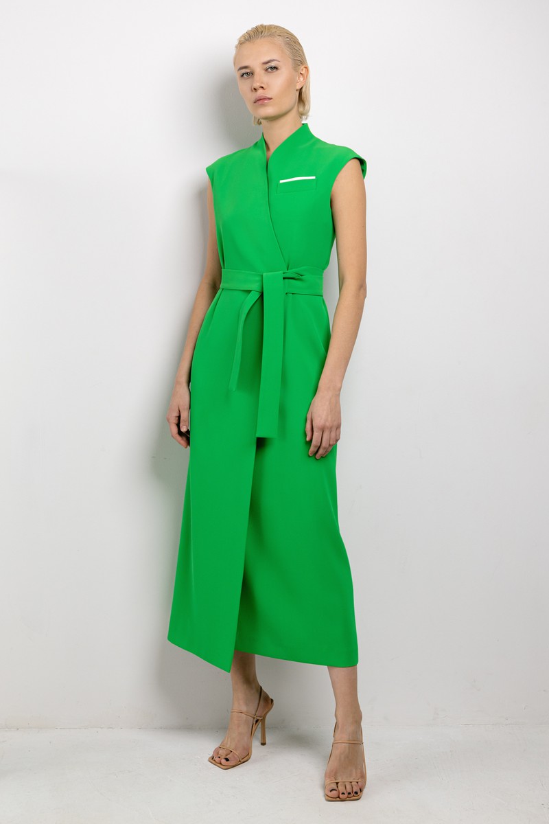 Платье на запах в длине миди VASSA&Co, пол женский, цвет зеленый